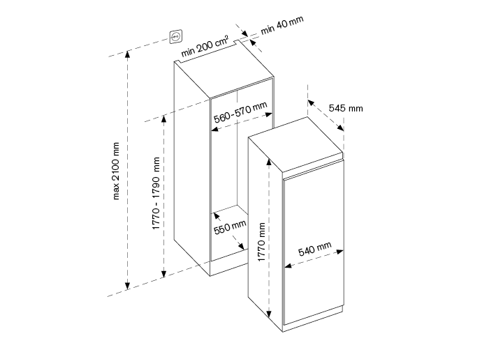 60 cm single door refrigerator H177 cm | Bertazzoni